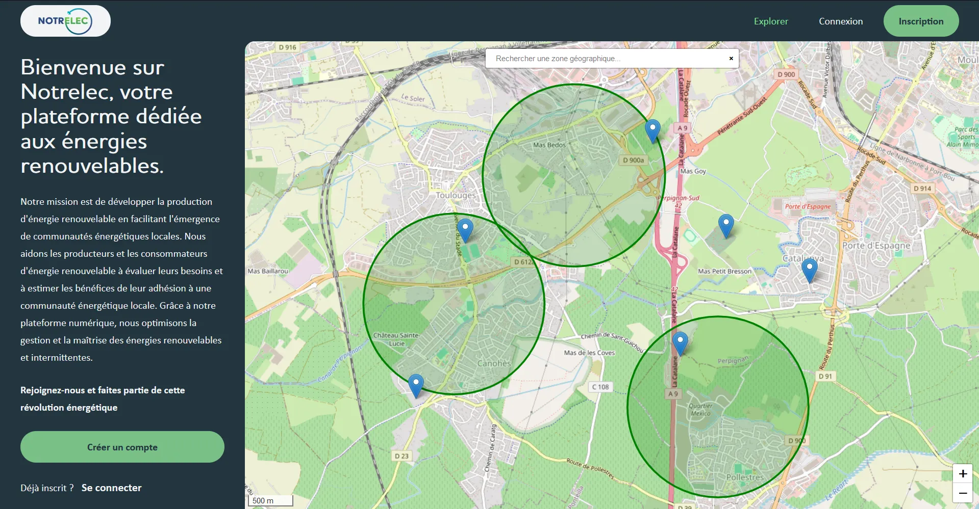 Capture d'écran de la plateforme